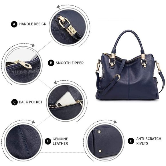 Kattee Genuine Soft Leather Purse / Handbag, Satchel Tote Shoulder Bag - Picture 4 of 13